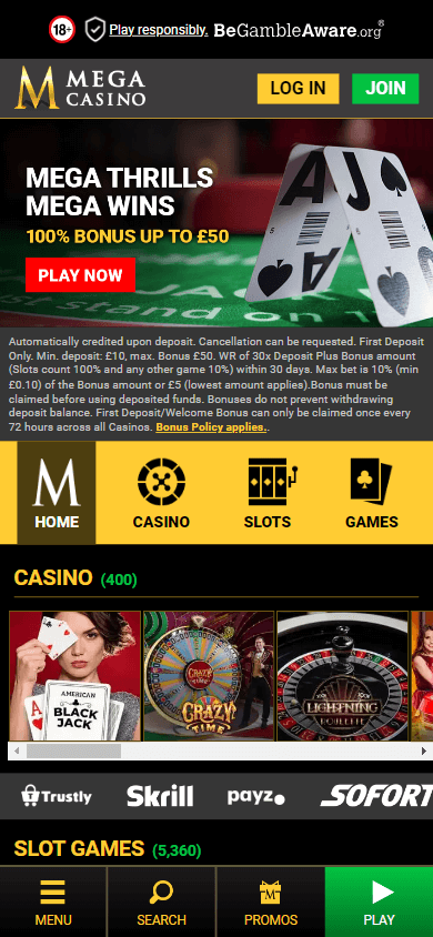 Mega Casino Mobile screenshot